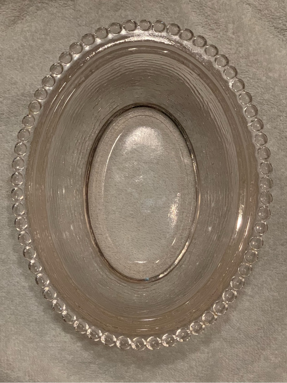 Vintage Indiana Glass HON Hen on nest BASE ONLY light pink beaded rim